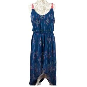 Xhilaration Maxi Dress Sleeveless High Low Tribal Boho Festival Summer Large NEW